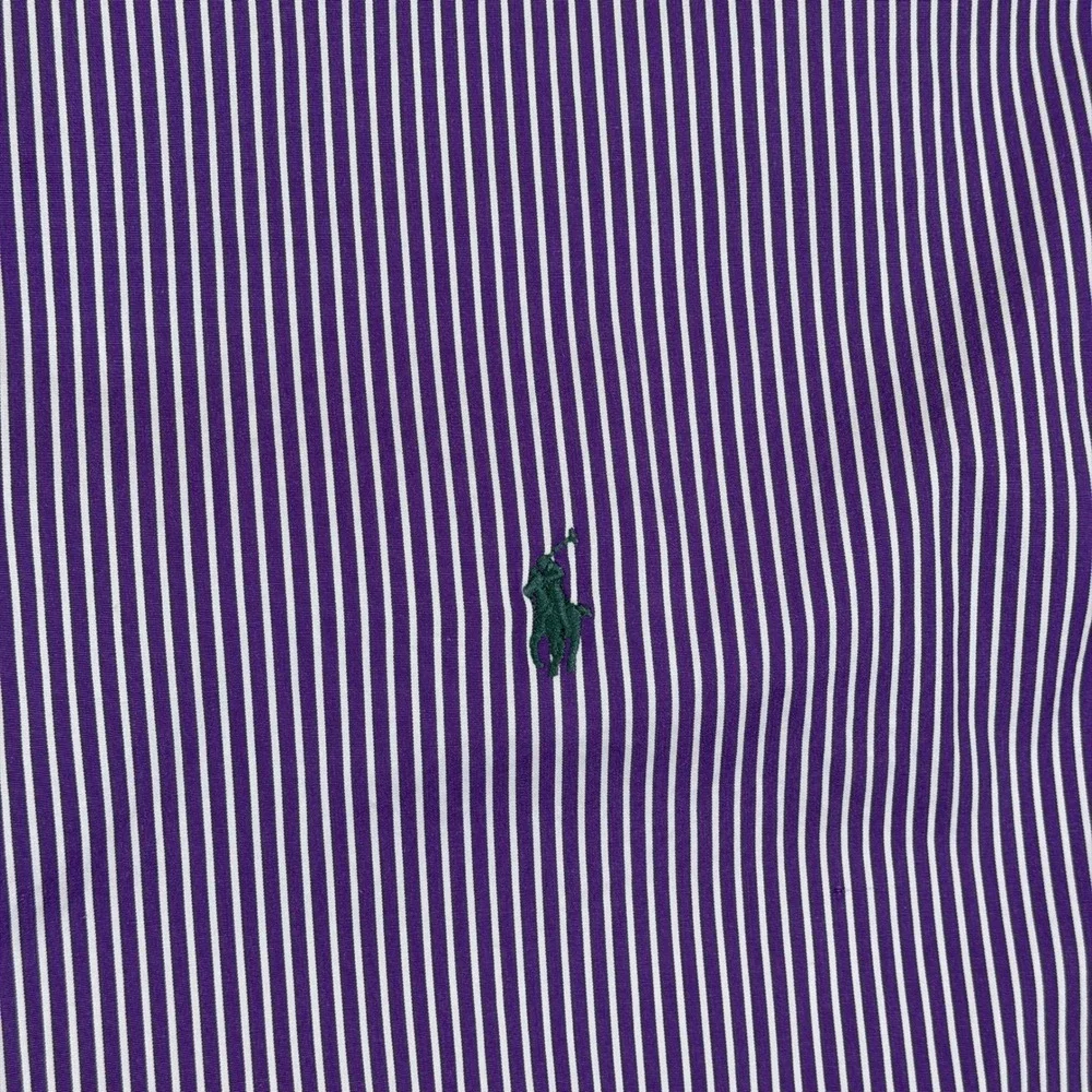 Polo Ralph Lauren Shirt Mens 3XLT Purple White Striped Cotton Poplin Button Up